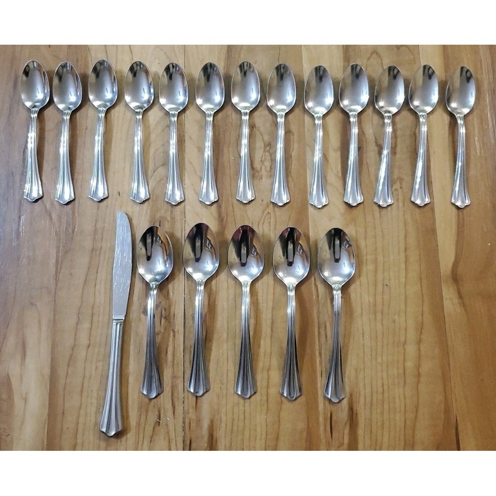19 Pcs Oneida USA Kimbra Stainless Flatware Spoons Lot